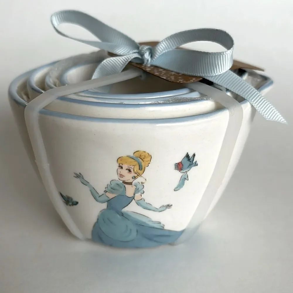NWT Rae Dunn Disney Princess Cinderella Blue Birds Measuring Cups Set of 4